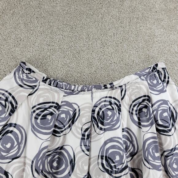 GAP Womens Skirt 16 White Blue Rosebud Abstract Swirl Pleated‎ Lined A-Line Mini - Picture 5 of 13